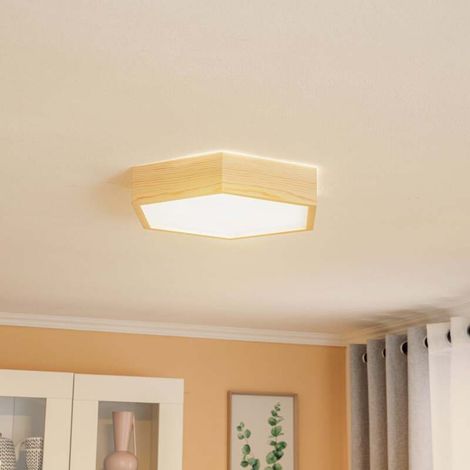 [GEBRAUCHT] B-Ware Envostar Deckenlampe Hagen LED Lampe Leuchte dimmbar Holz Glas creme Ø43cm (1/2)