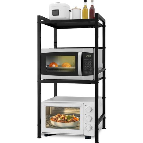 Scaffale Da Cucina Espandibile A 3 Ripiani In Metallo E Legno Con 6 Ganci Inclusi