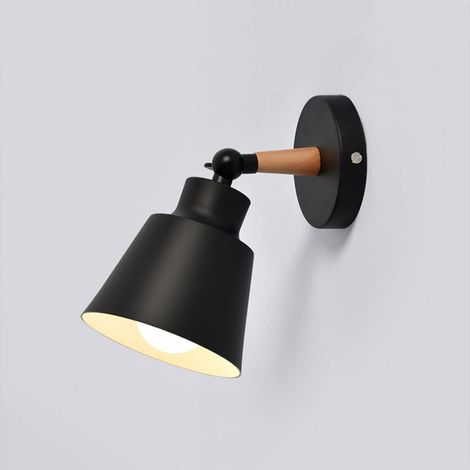 Applique murale orientable en métal, petite, pour chambre, chevet, bureau ou salle de bain, ampoule non incluse, noir, QD (1/3)