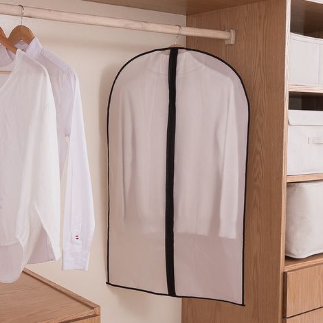 Housse de costume avec fermeture éclair, lot de 12, anti-poussière, imperméable, résistant aux mites, transparente, protection pour chemises, vestes, robes et manteaux, housse de rangement pour vêteme (1/4)