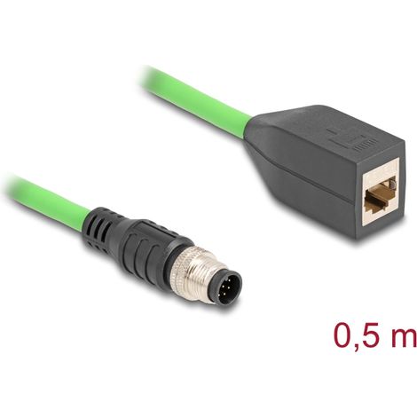 Delock Cable M12 codificado A 8 pin macho a RJ45 hembra PUR (TPU) 0,5 m