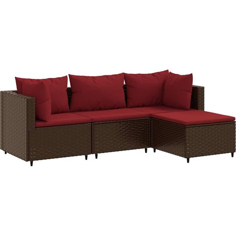 Maison Exclusive - Set Mobili da Giardino 4 pz con Cuscini in Polyrattan Marrone