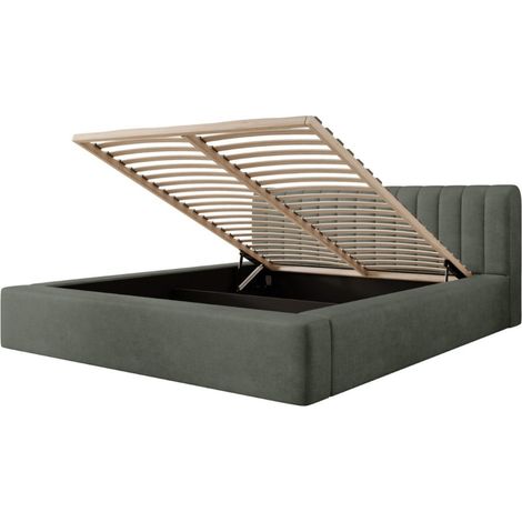 Lettino CERVIN - Velluto morbido Salvia Notturna - 160x200 cm - Rete sollevabile - Design elegante (1/5)