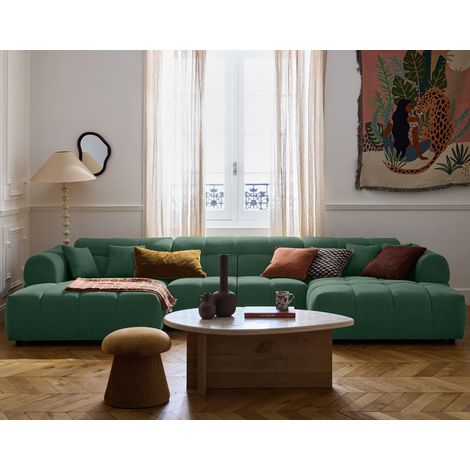 Ray - canapé panoramique en u 7 places en tissu texturé - vert sauge (1/5)