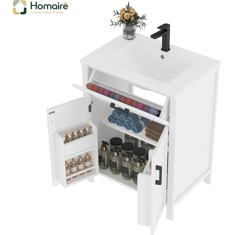 Flur- Garderobenschrank weiß aus MDF 60 x 46 x 84 cm HOMAIRE (1/5)