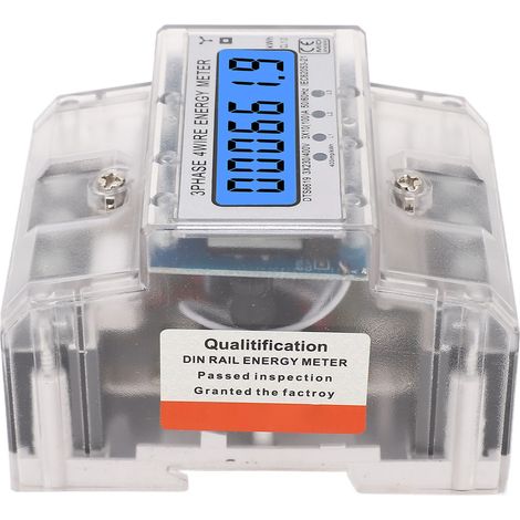 Compteur Électrique Triphasé 4 Fils, Affichage LCD Rétroéclairé, Pose sur Rail DIN, 10-100A, 230-400VAC, Mesure de Consommation d'Énergie (1/5)