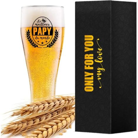 Verre à Bière de Papy avec le Slogan meilleur PAPY du monde, Cadeaux de Bière pour les Hommes lui pour la fête des Pères anniversaire Noël fête des Hommes pour Grand-père (pour Grand-père) (1/5)