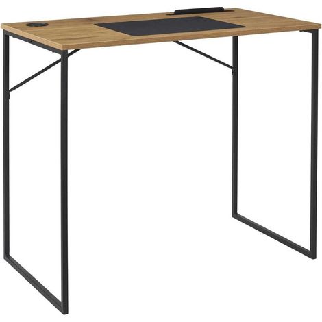 Bureau structure métallique noir et plateau MDF aspect bois - KLINT (1/5)