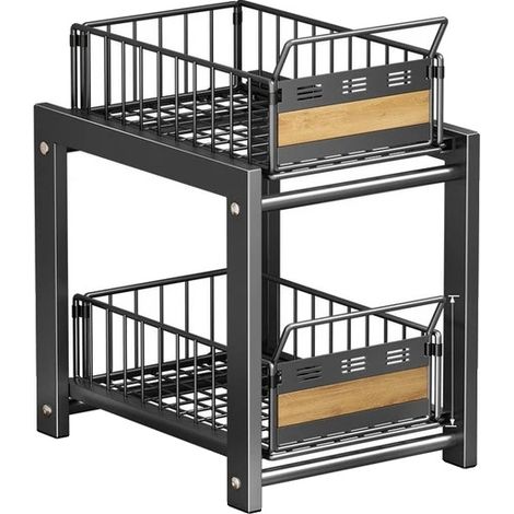 Organisateur sous l'évier, design coulissant, solution gain de place, 2 niveaux (1/2)