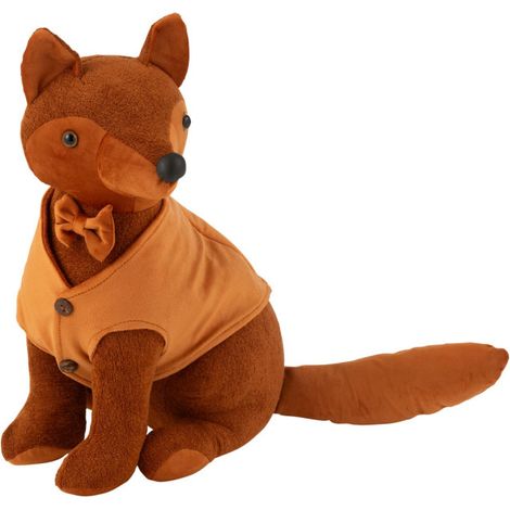 Cale-Porte en Velours Bouclé "Renard" 38cm Cognac