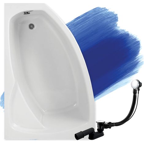 Baignoire Bain d'angle 150x90 Gauche, Siphon de bain et pieds (support) - Set 3en1 - Fabriqué en UE - BADLAND FRIDA