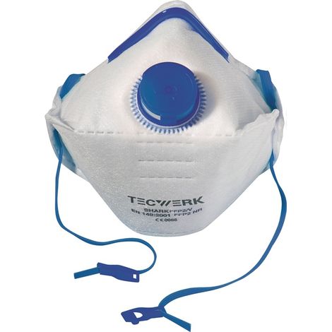 TECWERK Atemschutzmaske Shark FFP2/V NR Dmit Ausatemventil, faltbar 12 St./KT