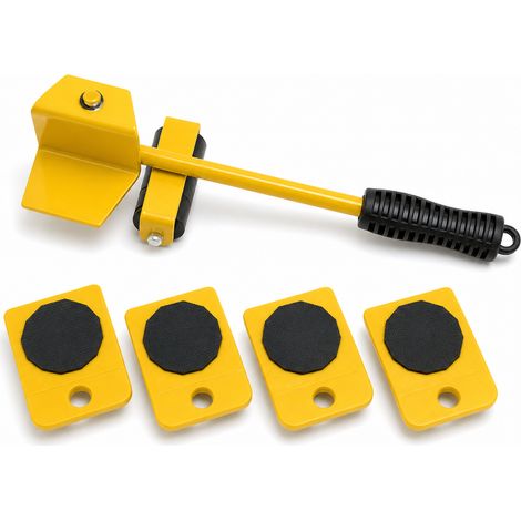 Kit di spostamento mobili 5 pezzi in acciaio giallo 32 cm