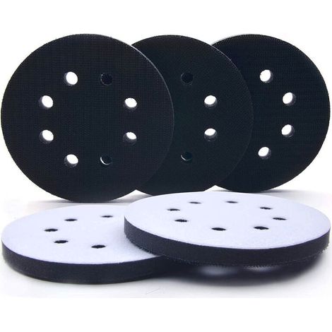 Almohadilla de lijado suave de 5 pulgadas, almohadilla de lijado suave, almohadilla de amortiguación de interfaz, adecuada para pulidoras neumáticas y eléctricas autolimpiantes, 8 orificios, 5 unidade