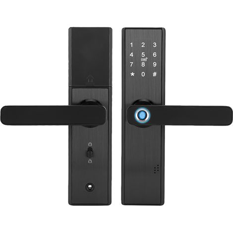 Serrure de porte intelligente à écran tactile WiFi, lecteur d'empreintes digitales et carte à puce avec clé mécanique pour Tuya (1/5)