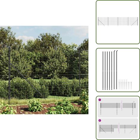Maschendrahtzaun mit Bodenhülsen Anthrazit 1,4x10 m - Maschendrahtzaun - Gartenzaun - Metallzaun - Sicherheitszaun - Hundezaun (1/5)