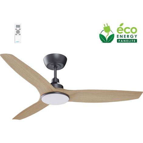 Fanelite - Ventilateur de plafond 132 cm noir et ABS imitation bois FANDC52LN-BKC - Moteur DC 18W - LED 20W dimmable 3 couleurs - 3 pales - Silencieux (1/2)