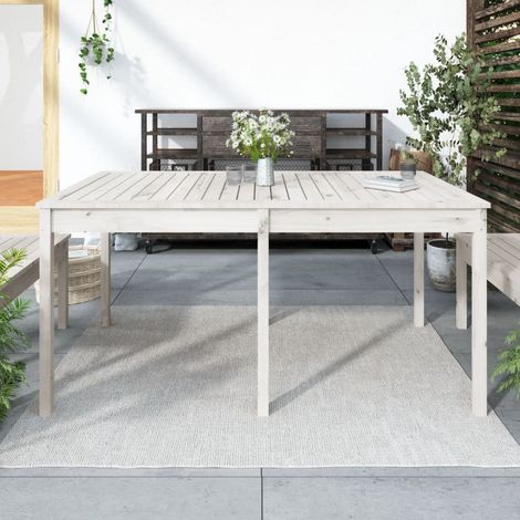 Table de jardin,Table meuble de Balcon,Table d'extérieur blanc 159,5x82,5x76 cm bois massif de pin -72899 (1/5)