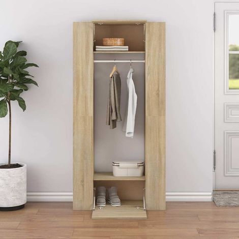 Armoires de couloir 2 pcs Meuble de Rangement - Style Contemporain Armoire penderie Chêne Sonoma Bois d'ingénierie BV800107 - BonneVie (1/5)