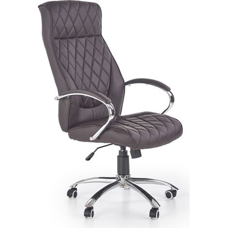 Fauteuil de bureau éco-cuir capitonné marron Marvin (1/5)