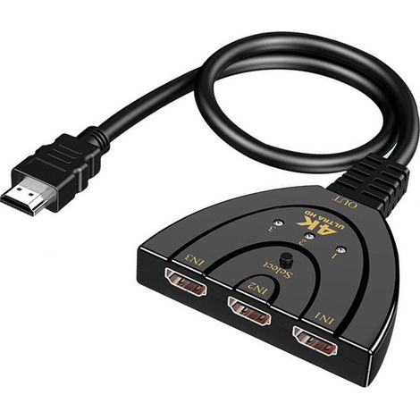 Sollbry Commutateur HDMI Câble répartiteur HDMI à 3 ports - Commutateur de câble HDMI (1/5)