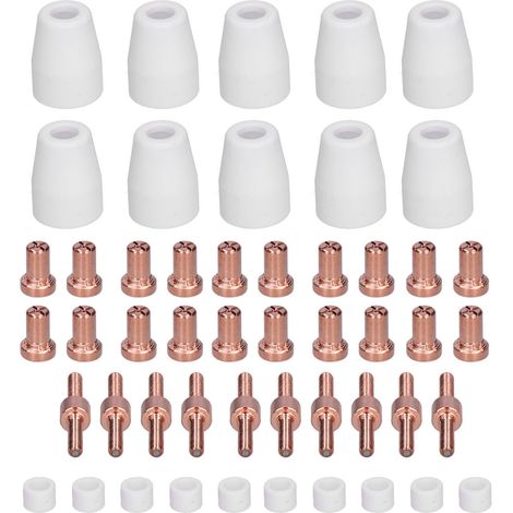 Bec de torche plasma PT-3150, kit consommables 5 pièces, électrode, buse, cutter torche, accessoires de soudage et découpe, pièces détachées durables. (1/5)