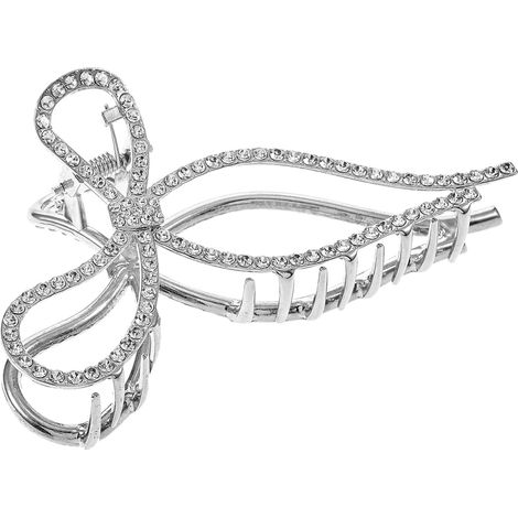 Elegante fermaglio per capelli placcato in argento con motivo a fiocco. (1/3)