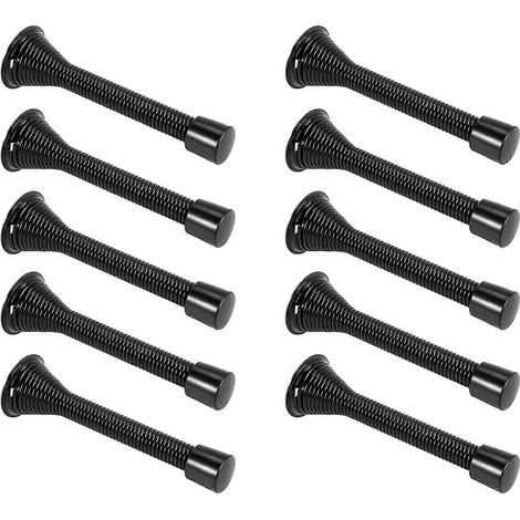 Butoirs de porte noirs à ressort (lot de 12), butoirs de porte flexibles avec amortisseurs en caoutchouc noir à montage bas - JBMEDIA (1/4)