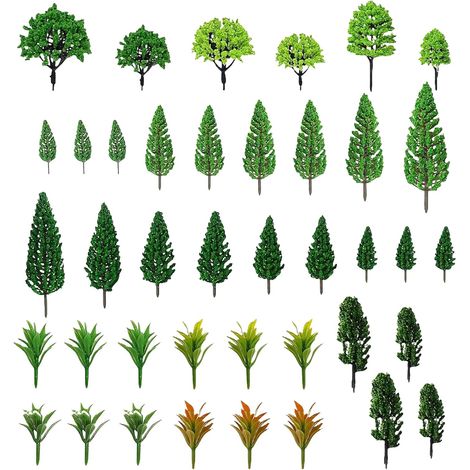 40 Miniatur-Baummodelle (3,5–11 cm), gemischte Miniatur-Baummodelle aus Kunststoff, Diorama-Bäume für DIY-Landschaften und Sandtische (1/5)