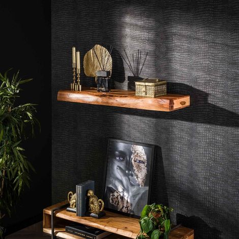 Étagère murale en bois d'acacia massif 100cm TRONCIA (1/5)