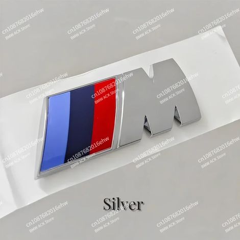(Argent brillant, 5,5 cm x 2 cm, 1 pièce) - Emblème 3D ABS pour aile arrière et coffre, compatible avec BMW M Power X1 X2 X3 X5 X6 X7 F21 G20 M Sports - Accessoires auto (1/5)