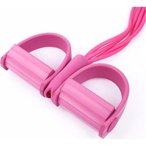 Corde élastique de résistance pour abdominaux avec 4 tubes et pédales de tension pour entraînement à domicile, yoga et amincissement. (1/5)