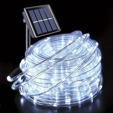 Guirlande lumineuse solaire LED étanche d'extérieur (12 m, 100 LED blanches, 8 modes) (1/5)