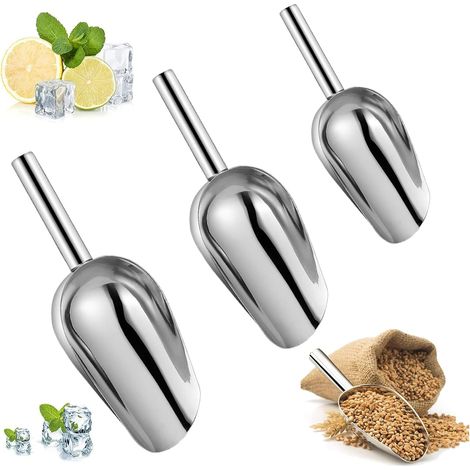 3 Pièces Pelle à Glace,Cuillère à Glace Pelle en Acier Inoxydable,Pelles à Nourriture Pour Cuisines,Bonbons,Bars,Buffets,Fêtes,Céréales (1/5)