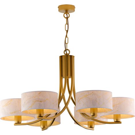 Lampadario ARTHUR Jupiter oro lucido 6xE27 paralumi bianchi (1/5)