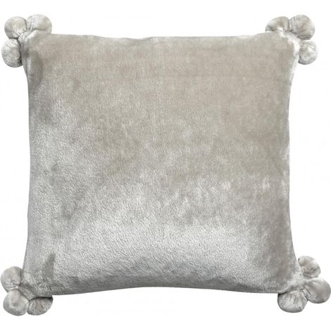 VIVARAISE - Coussin décoratif Tender Pompons Vivaraise - 45x45 cm, polyester blanc perlé (1/5)