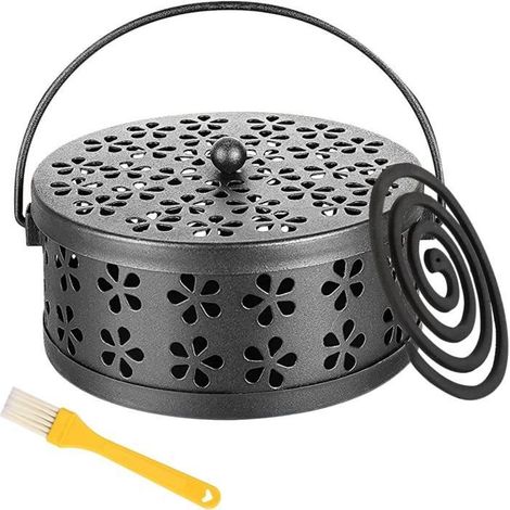 Porte Encens Spirale Anti Moustique Classique Métal Porte-encens, Support de Bobine de Moustique portatif avec Couvercle et [4] (1/4)
