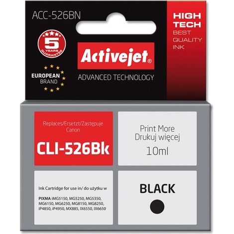 Cartouche d'encre Activejet ACC-526BN (remplacement pour Canon CLI-526Bk Supreme 10 ml noir) (1/2)