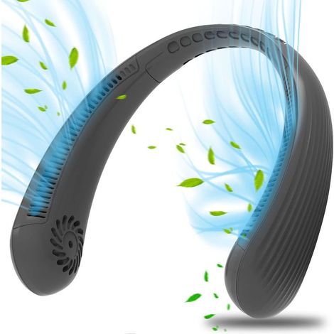 Ventilateur de cou portable, ventilateur silencieux sans pales USB, ventilateur de cou rafraîchissant (noir) (1/3)
