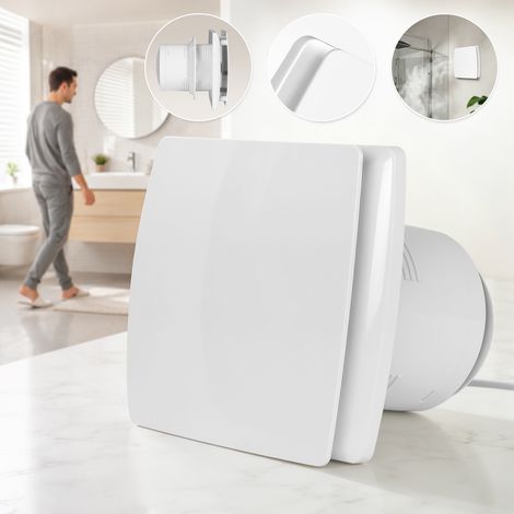 Wolketon Ventilateur de salle de bain 10cm automatique hygrostat puissant silencieux anti-humidité clapet anti-retour (1/5)