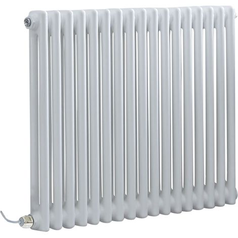 Hudson Reed – Radiateur électrique horizontal rétro double rang 60 cm x 78,5 cm – Acier 1,5 mm – Élément 1000W – Protection thermique anti-surchauffe