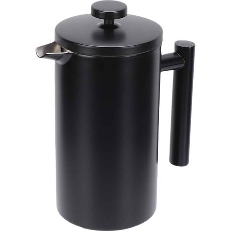 Cafetière à Piston Inox 350ml Double Paroi Isotherme Filtre Triple Noir (1/5)