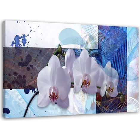 Tableau sur toile Orchidée Abstraite Bleu 100x70 (1/5)