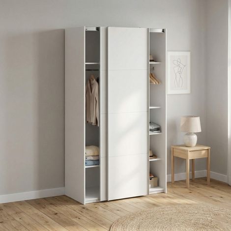 Dmora - Armario 2 puertas Severin, Muebles de dormitorio, Vestidor, Armario de ropa, 122x62 h220 cm, Blanco brillante (1/5)