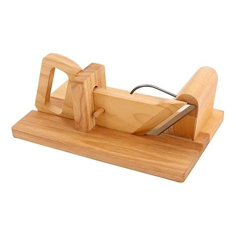 Trancheuse Saucisson Manuelle Bois, Coupe Charcuterie Acier Inoxydable, Guillotine pour Jambon et Fromage, Couteau Barbecue Apéro, Lame 420, 28.5x16.5cm (1/5)