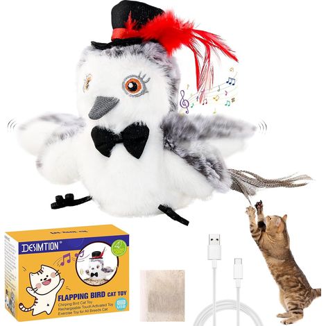 Jouet Interactif pour Chat Rechargeable - Ailes Battantes Automatiques, Sons Réalistes (1/5)