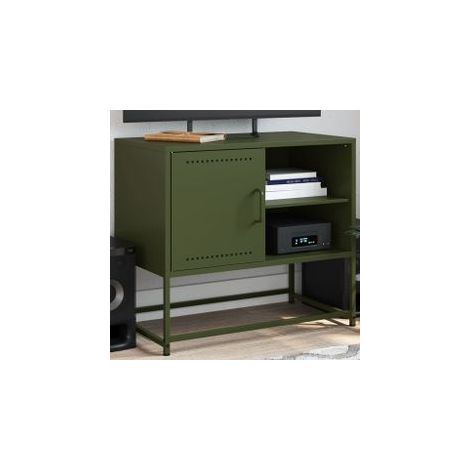 Meuble TV jaune moutarde 100,5x39x60,5 acier (1/5)