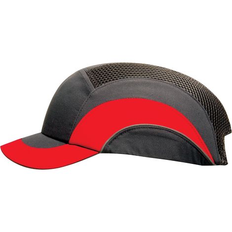 Casquette de sécurité Hardcap A1+ visière courte - 5cm Gris/Rouge