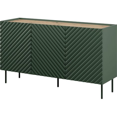 Buffet vert et bois 150 cm 3 portes 2 tiroirs Emile (1/5)