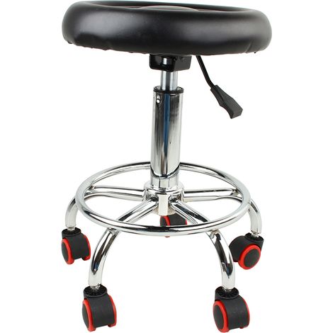 Fauteuil roulant de salon réglable en hauteur, tabouret pivotant noir pour tatouage, massage, spa, chaise professionnelle à roulettes (1/5)
